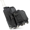 Shoulder strap included with telescoping handle pass-through for piggybacking on other rolling luggage