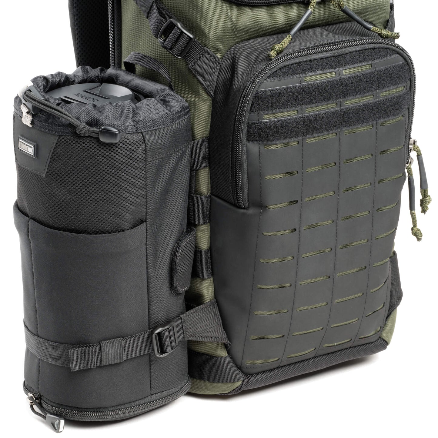 
                  
                    Tactical webbing rails on the side enable you to attach Think Tank modular pouches
                  
                