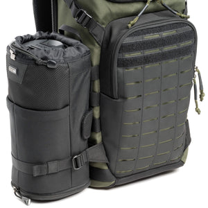 Tactical webbing rails on the side enable you to attach Think Tank modular pouches