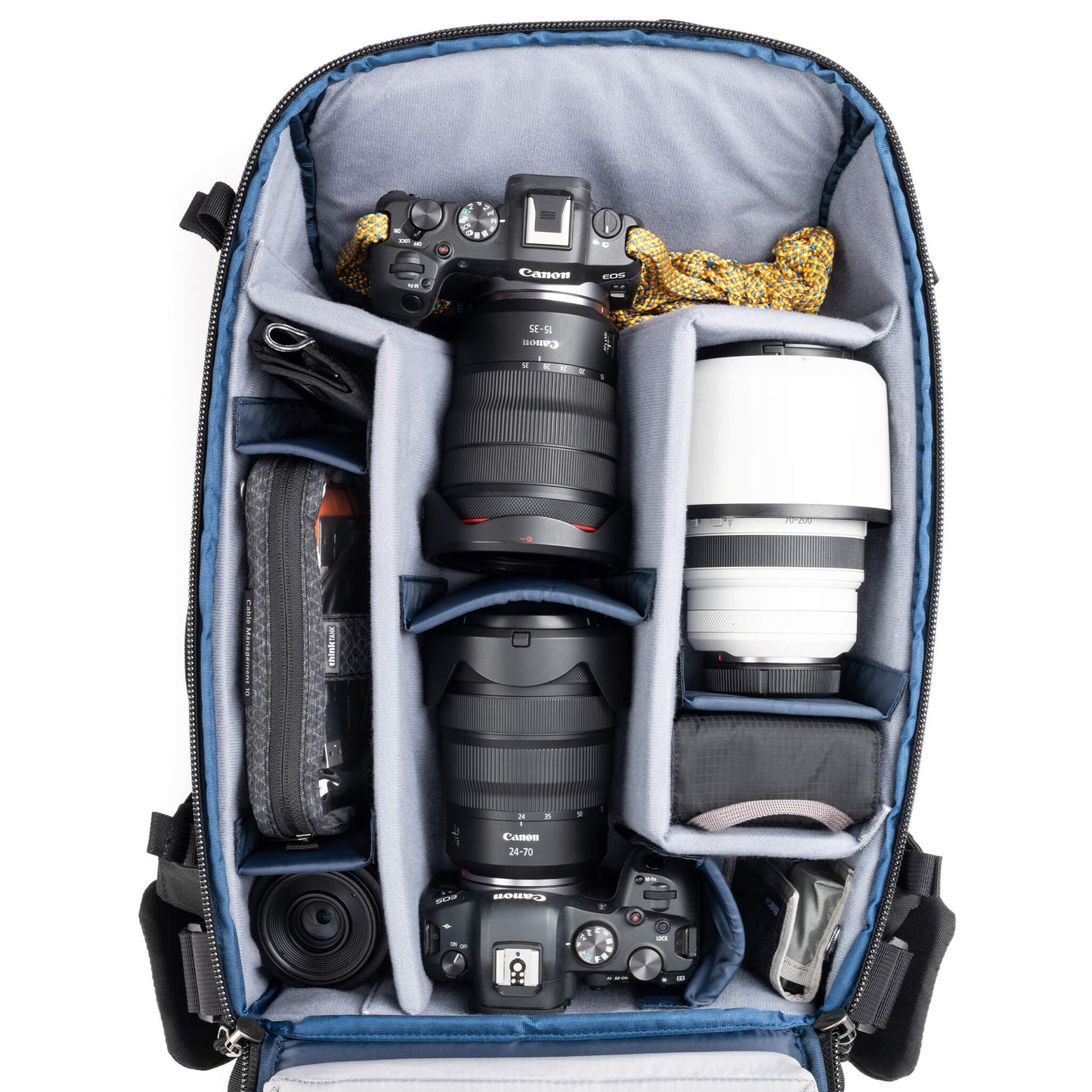 
                  
                    Holds two bodies with lenses attached and 2–3 lenses, or one body with lens attached plus 3–5 lenses
                  
                