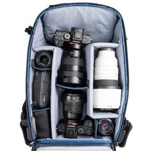 Holds two bodies with lenses attached and 2–3 lenses, or one body with lens attached plus 3–5 lenses