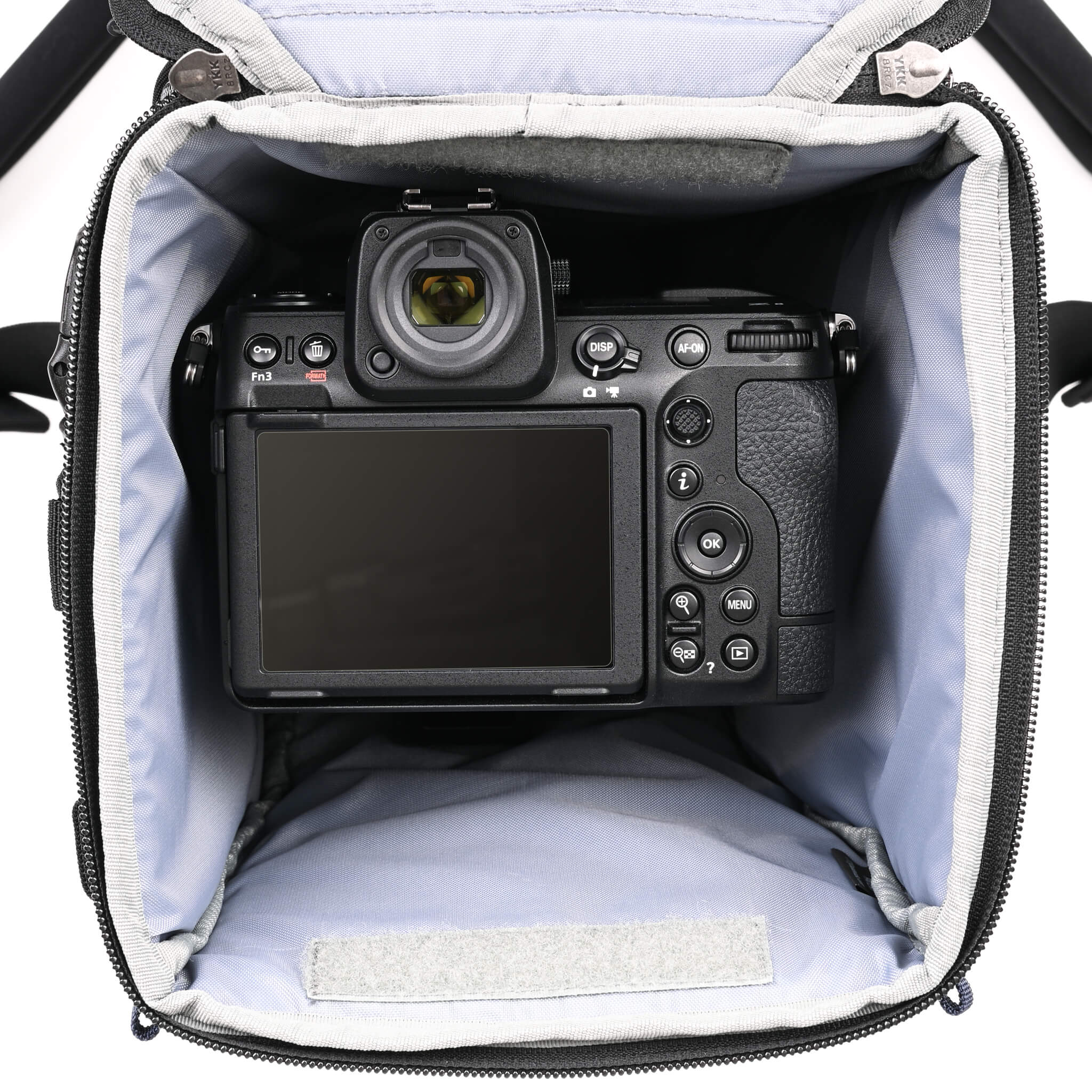 Fits a gripped or standard camera body with up to a 12” (30.5cm) lens attached.