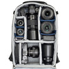 Fits 2 Standard Mirrorless Bodies and zoom trifecta with 55-200mm attached with hood extended