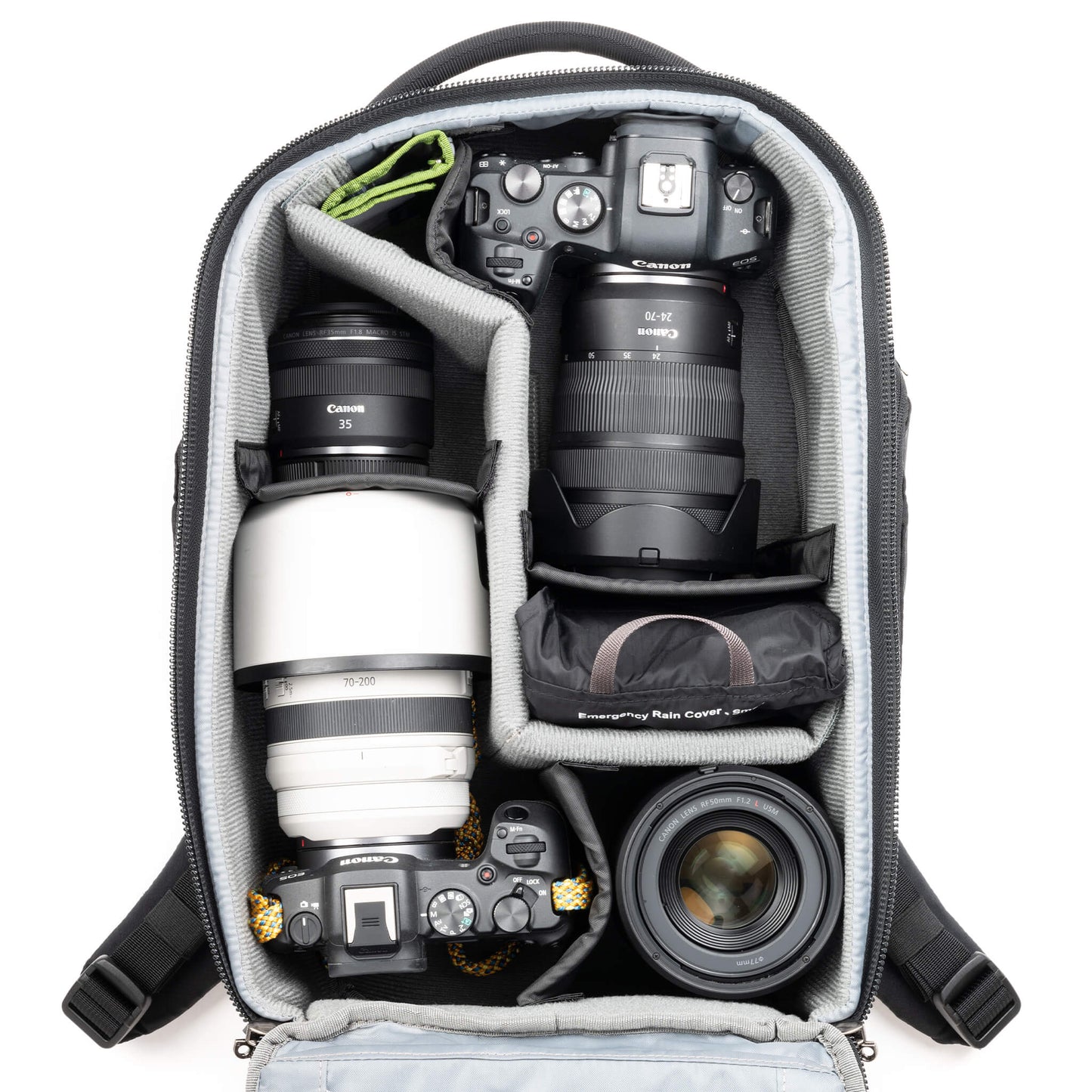 
                  
                    Fits two gripped camera bodies with lenses attached and an additional
4-6 standard zoom lenses
                  
                