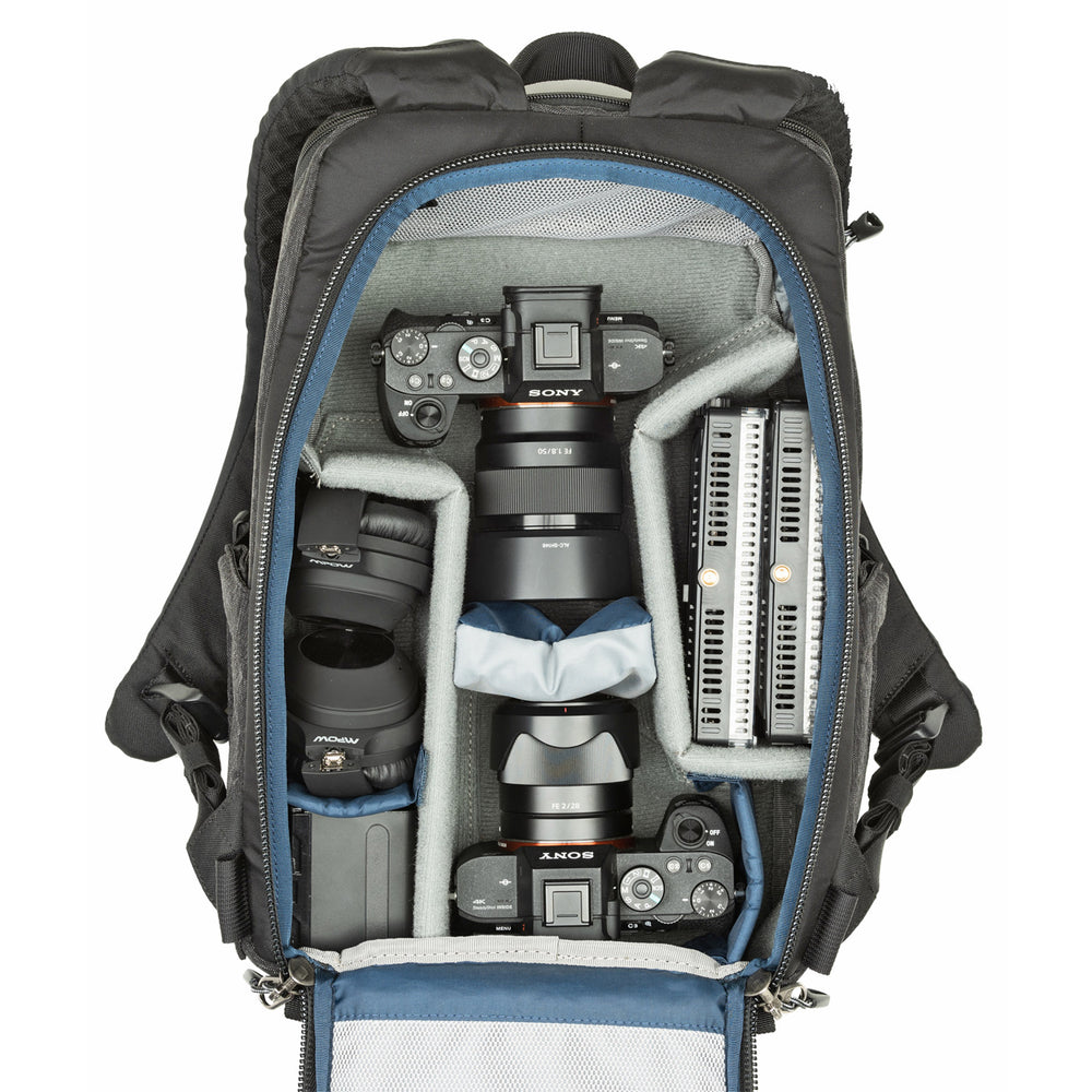 BackStory 13 Camera Backpack - Top panel and rear panel access to 