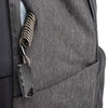 Small, zippered side pocket with security cable and lock